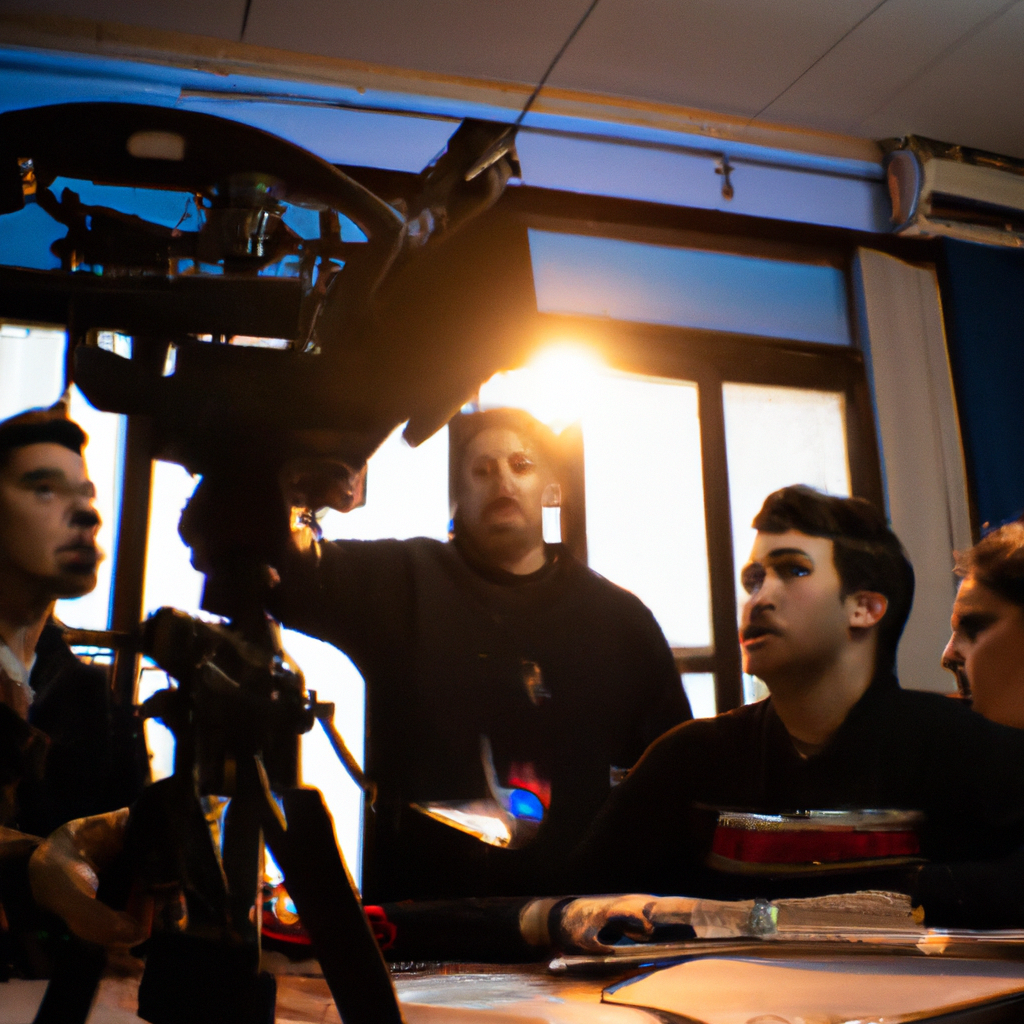 Estudiantes de periodismo en Argentina con cámaras, micrófonos y computadoras en un aula moderna